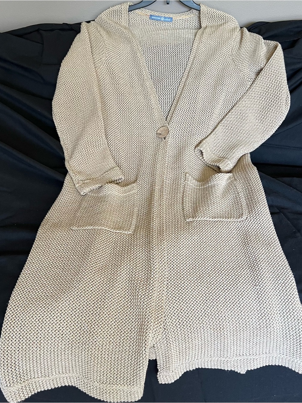 Beige Knit Cardigan Sweater - Women's